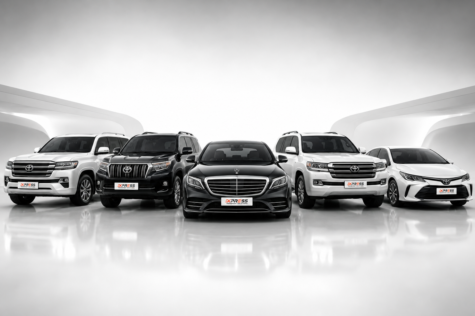 Executive vehicles lined up before dispatch